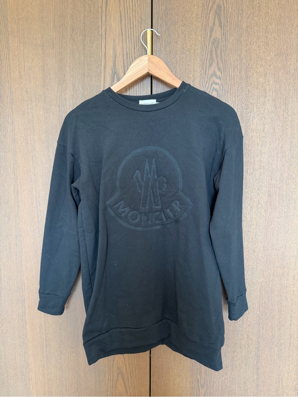 Moncler Black Crewneck Sweatshirt with Branded Neck Label